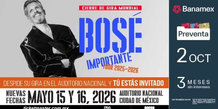 Miguel Bosé despedirá su gira mundial con dos fechas en el Auditorio Nacional