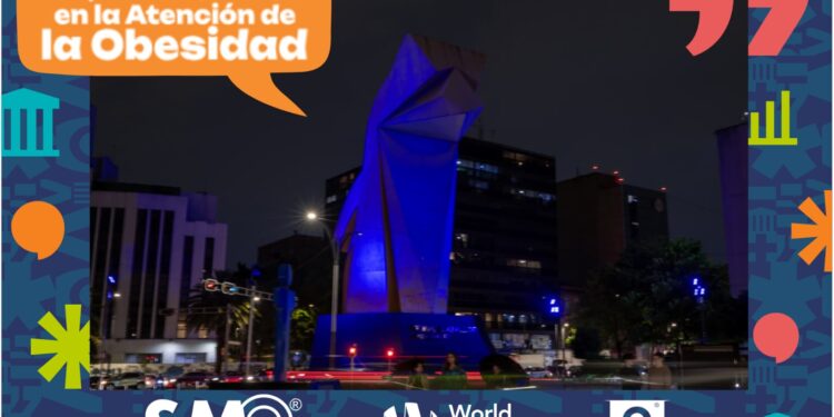 Monumentos de la CDMX se iluminan en azul por el Día Mundial y Nacional contra la Obesidad