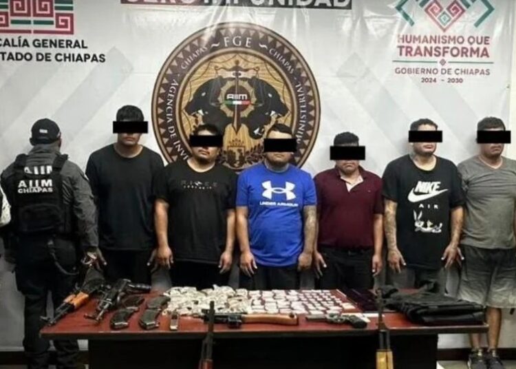 Detienen en carretera de Chiapas a seis sujetos armados que pertenecen al CJNG