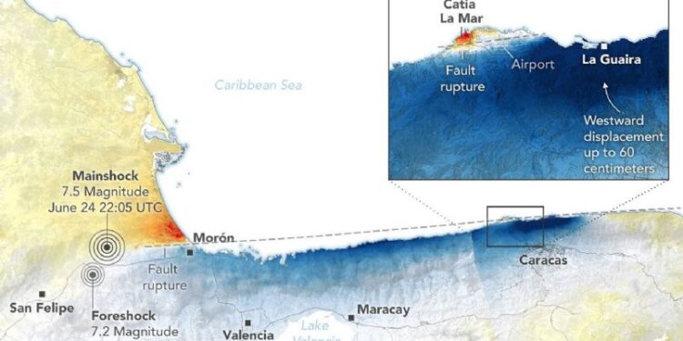 Los terremotos en Venezuela desplazaron la tierra hasta 60 centímetros en Caracas, revela la NASA