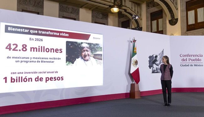Programas para el Bienestar son apoyo directo a la gente y a la economía: presidenta; al cierre del 2026 beneficiarán a 42.8 millones